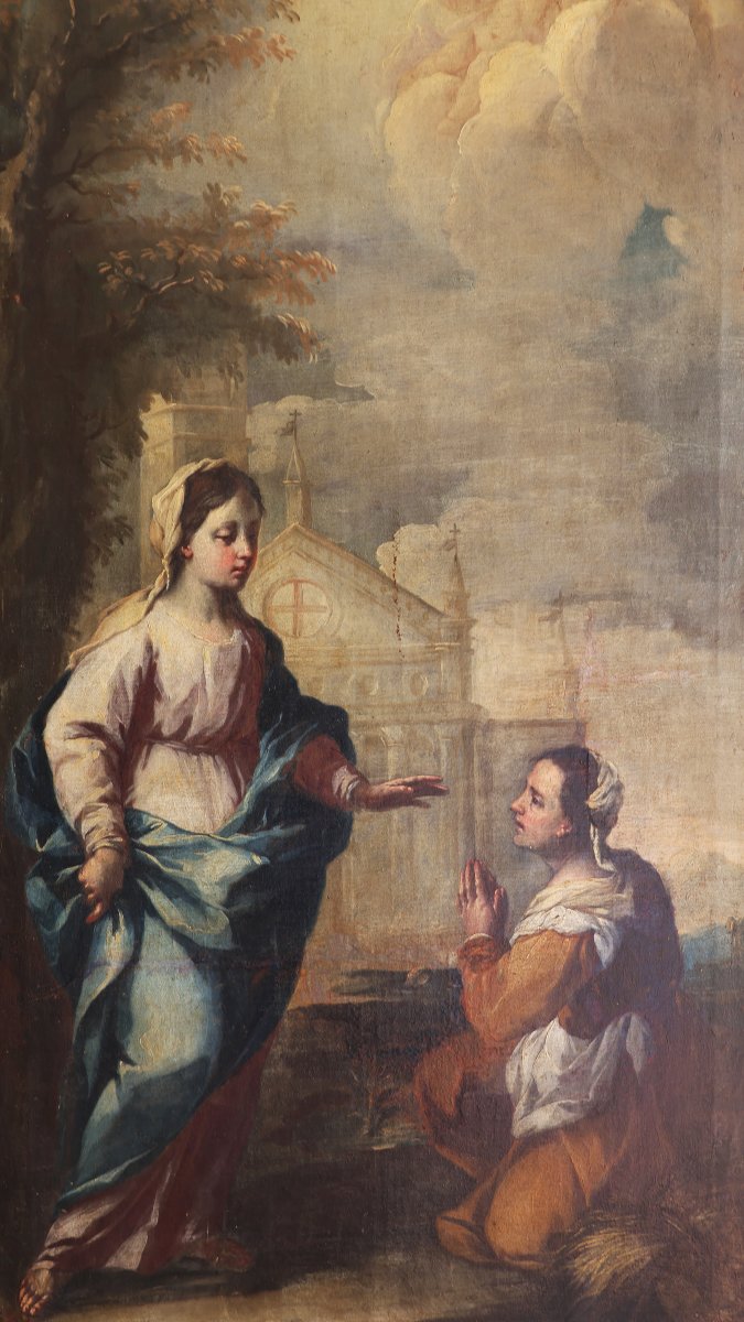 Italian School; Apparition Of The Madonna In Caravaggio, Late 18th Early 19th Century-photo-2