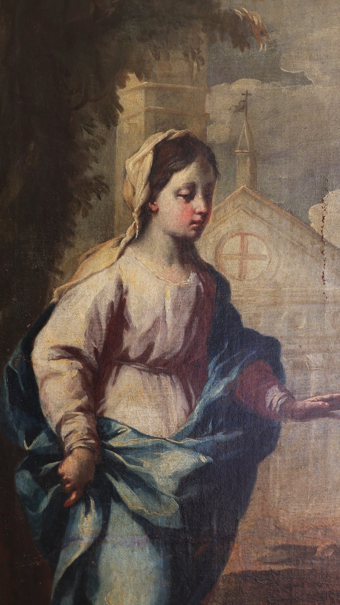 Italian School; Apparition Of The Madonna In Caravaggio, Late 18th Early 19th Century-photo-3