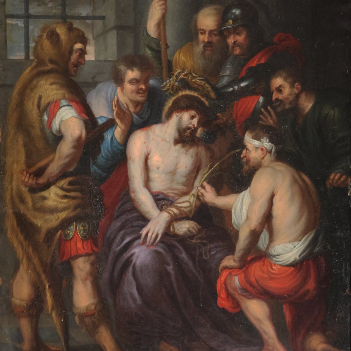 Antoon Van Dyck School Of, Antwerp 1599 - London 1641; The Crowning With Thorns, Oil On Copper-photo-3