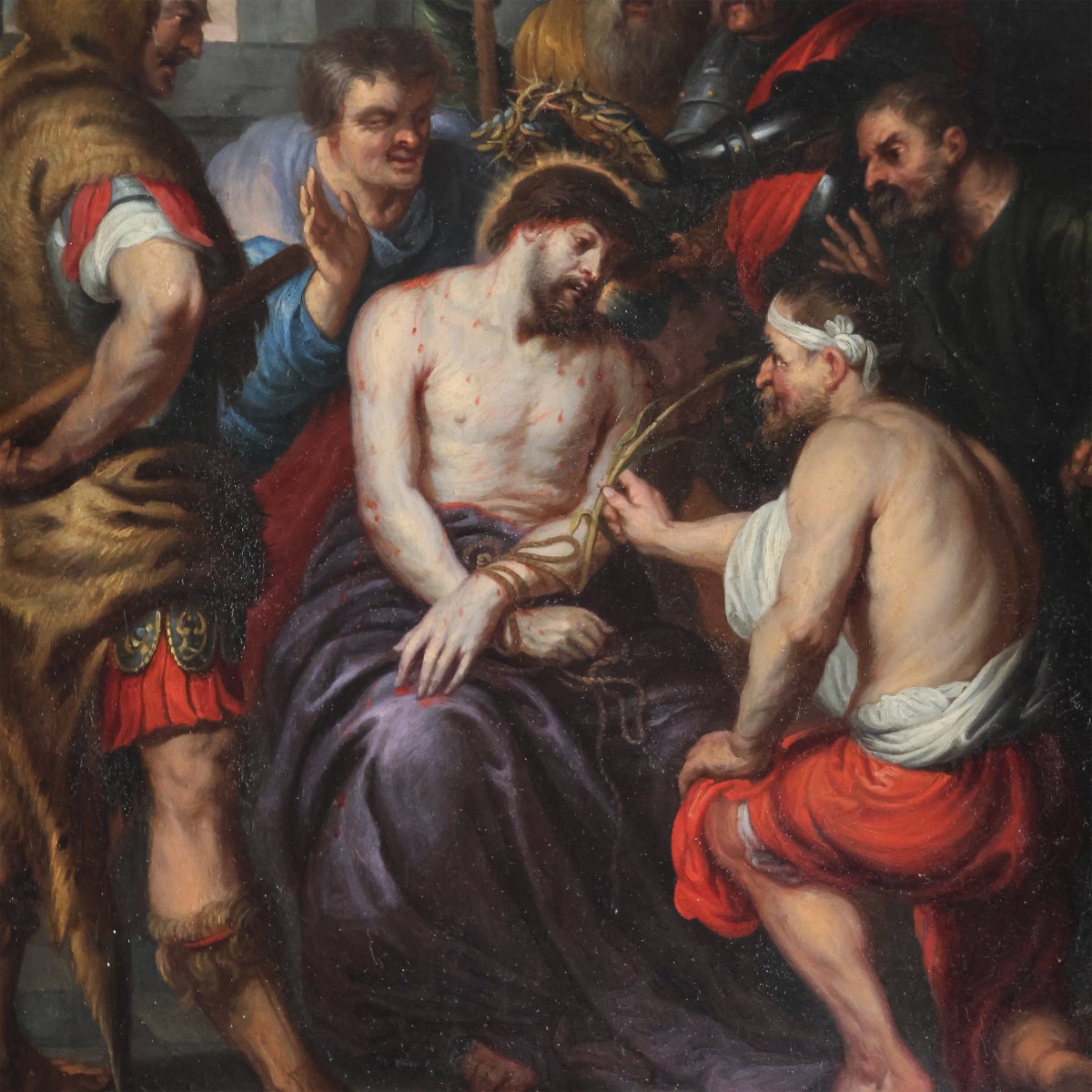 Antoon Van Dyck School Of, Antwerp 1599 - London 1641; The Crowning With Thorns, Oil On Copper-photo-4
