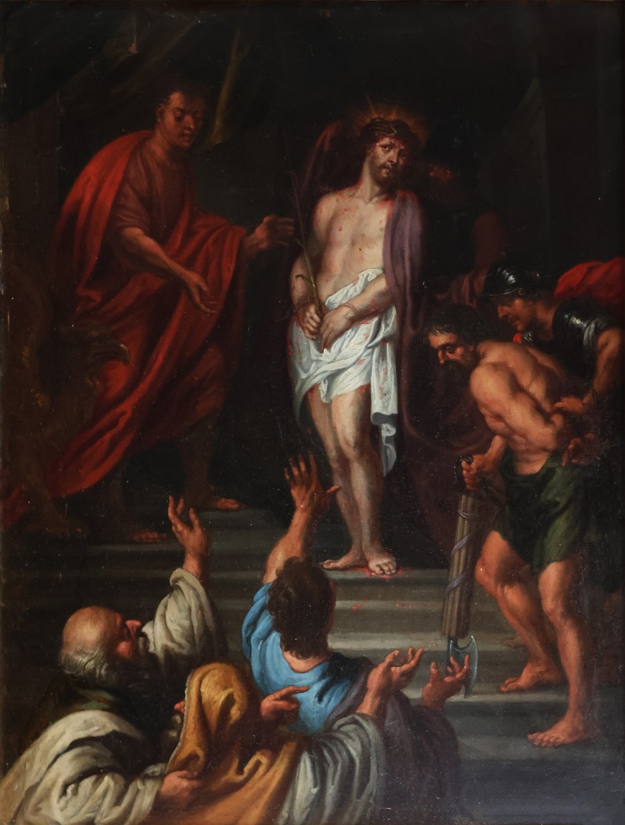 Peter Paul Rubens Workshop Of, Siegen 1577 - Antwerp 1640; Ecce Homo, Oil On Copper