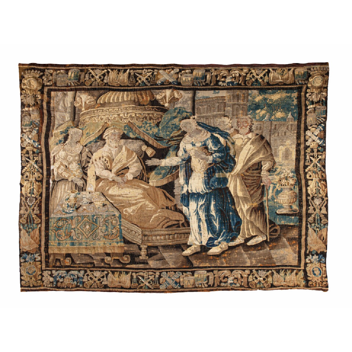 Tapisserie représentant une scène encadrée, manufacture d’Aubusson, France, XVIIIᵉ siècle