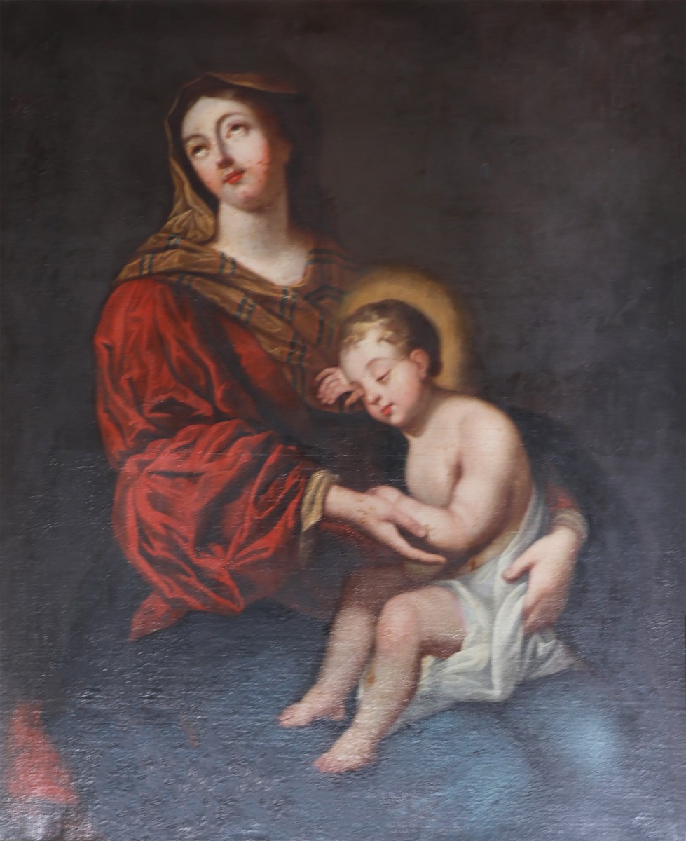 École française; Vierge à l’Enfant, XVIIᵉ siècle, huile sur toile