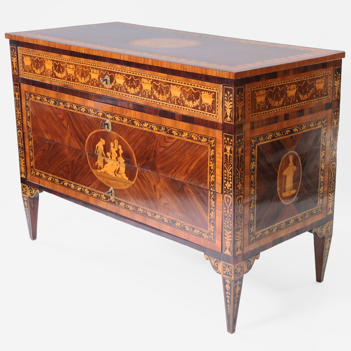 A North Italian Chest Of Drawers Veneered And Inlaid With Various Woods, Lombardy, Late 18th Ce-photo-3