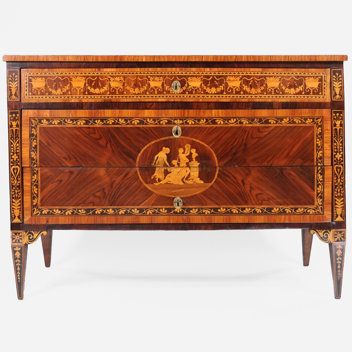 A North Italian Chest Of Drawers Veneered And Inlaid With Various Woods, Lombardy, Late 18th Ce