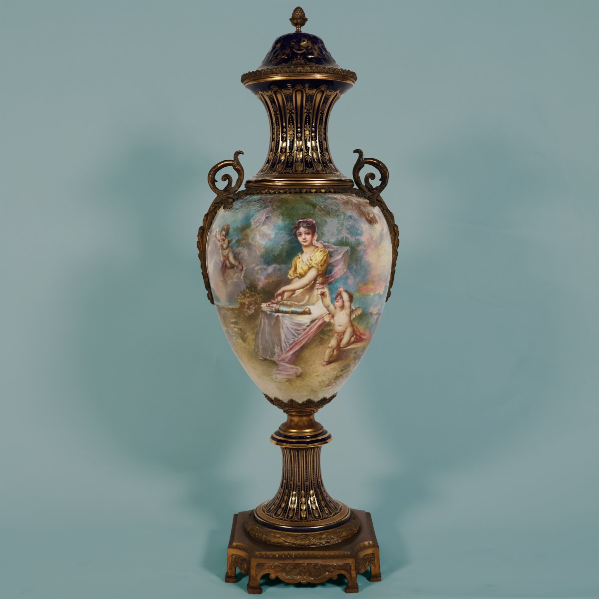 A French Large Vase In The Sèvres Style. Painted Signed F. Bellanger. Late 19th Century-photo-2