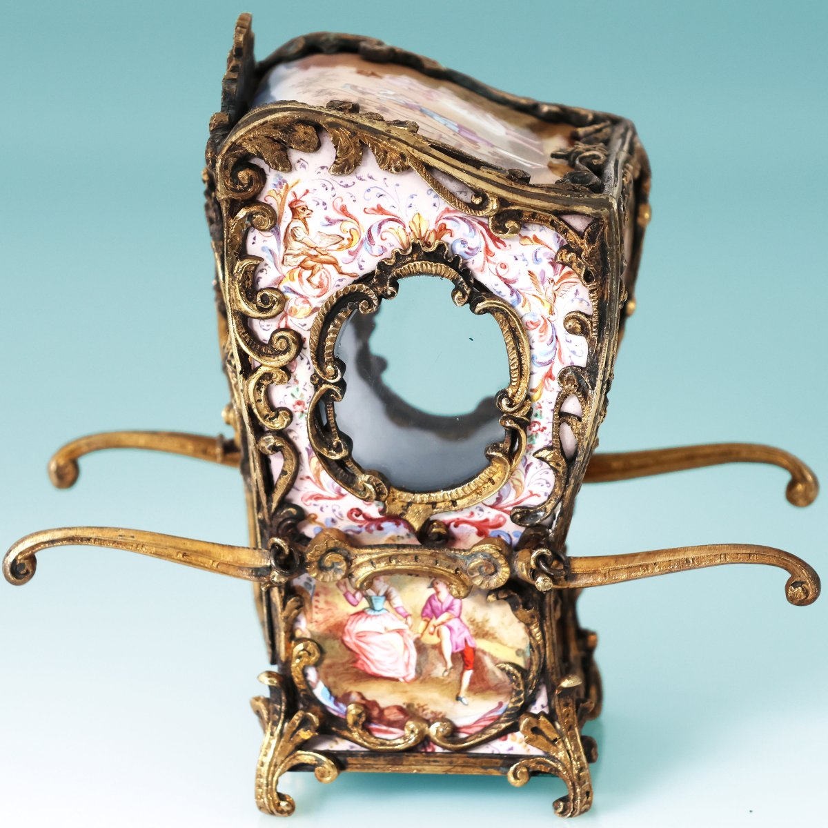 A Silver-gilt Sedan Chair And Polychrome Enamels. Vienna, Late 19th Century-photo-3