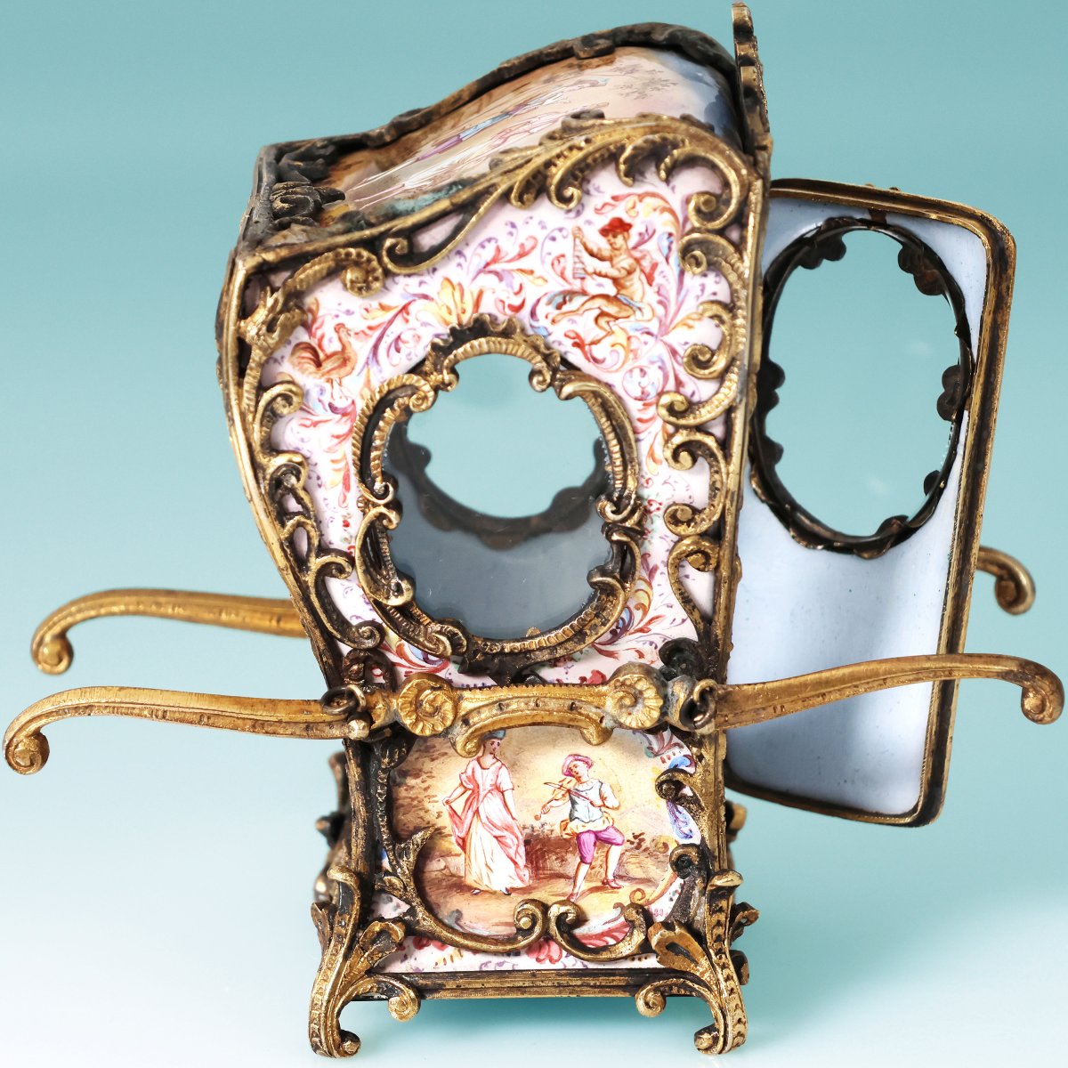 A Silver-gilt Sedan Chair And Polychrome Enamels. Vienna, Late 19th Century-photo-4