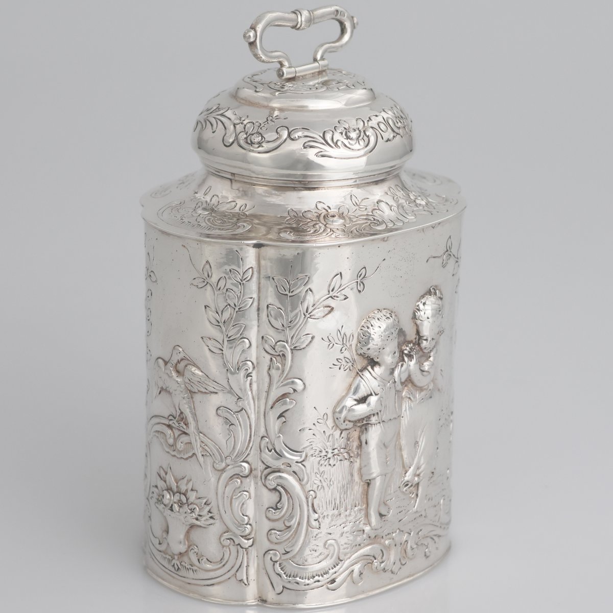 A German Silver Tea Caddy, George Roth & Co., English Import Hallmarks, Hanau, Late XIX Century-photo-2