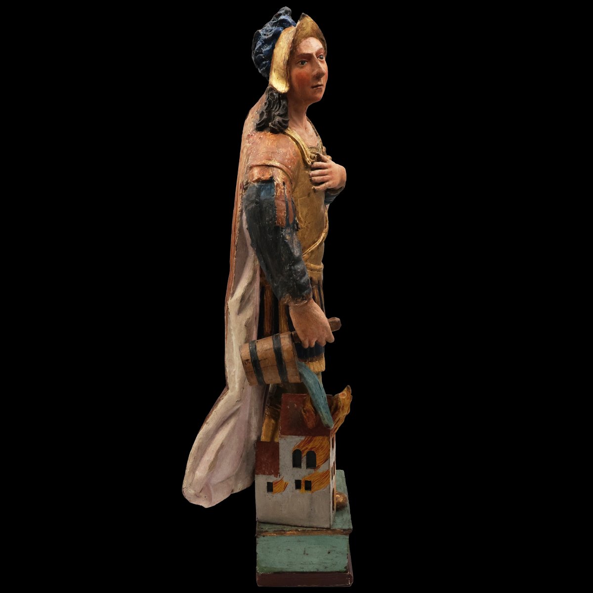 Saint Florian, bois de peuplier polychrome, Europe centrale, XVIIIᵉ siècle-photo-3