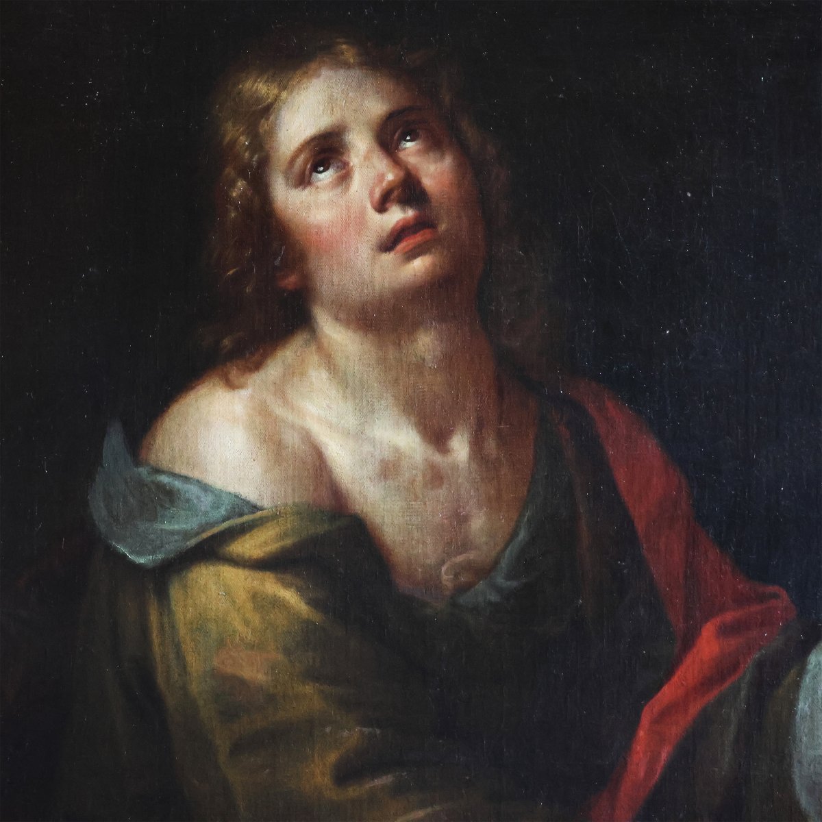 Michelangelo Merisi Da Caravaggio In The Manner Of; Saint John The Evangelist, Oil On Canvas-photo-2