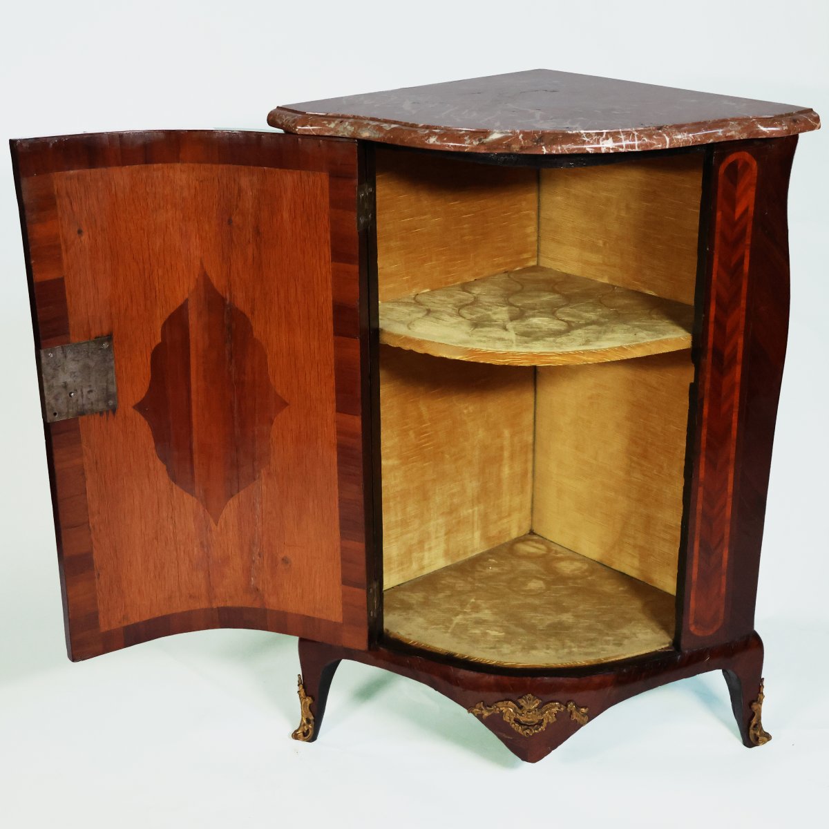 A French Floral Inlayed In Plaissander, Kingwood And Rosewood Encoignure, M. Criard, 18th Cent.-photo-3