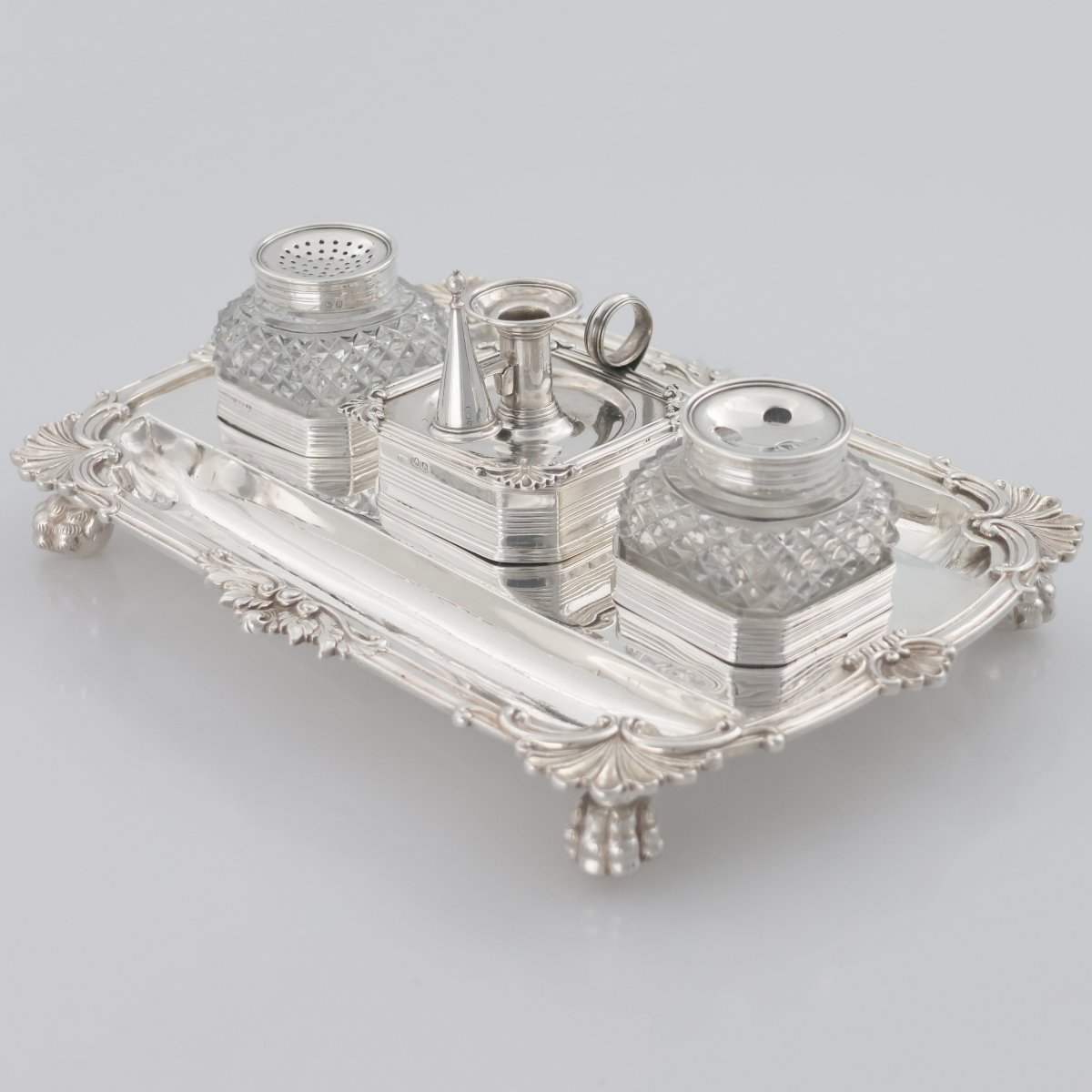 A George III Sterling Silver Inkstand, John Cramer, London, 1812-photo-2