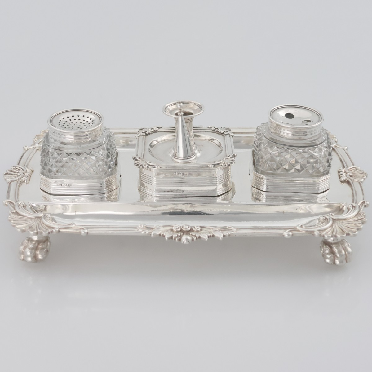 A George III Sterling Silver Inkstand, John Cramer, London, 1812