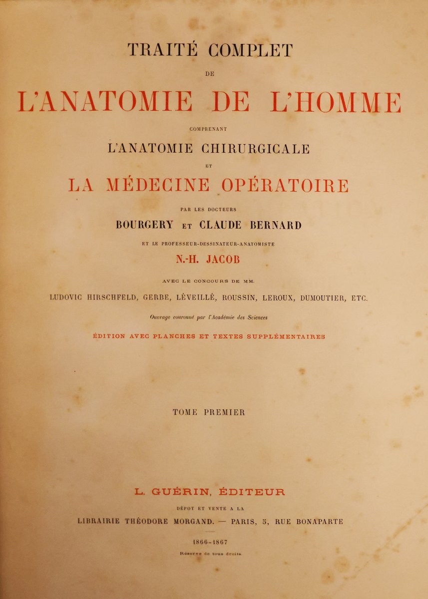 Traité Complet De l'Anatomie De l'Homme.. Dr Jean-marc Bourgery, Paris Par L. Guérin. 1866-1867-photo-2