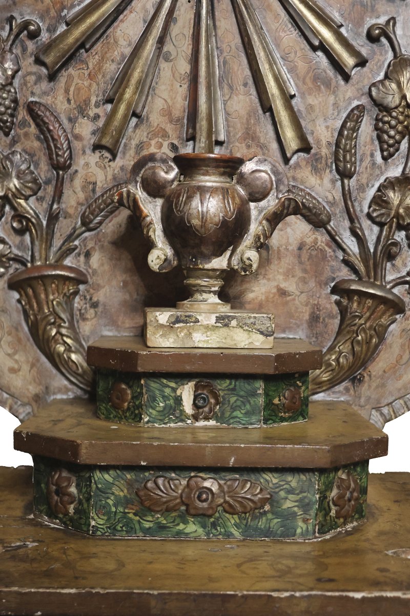 Ostensoir d’autel en bois peint, laqué et doré, Italie, XVIIIe siècle-photo-3