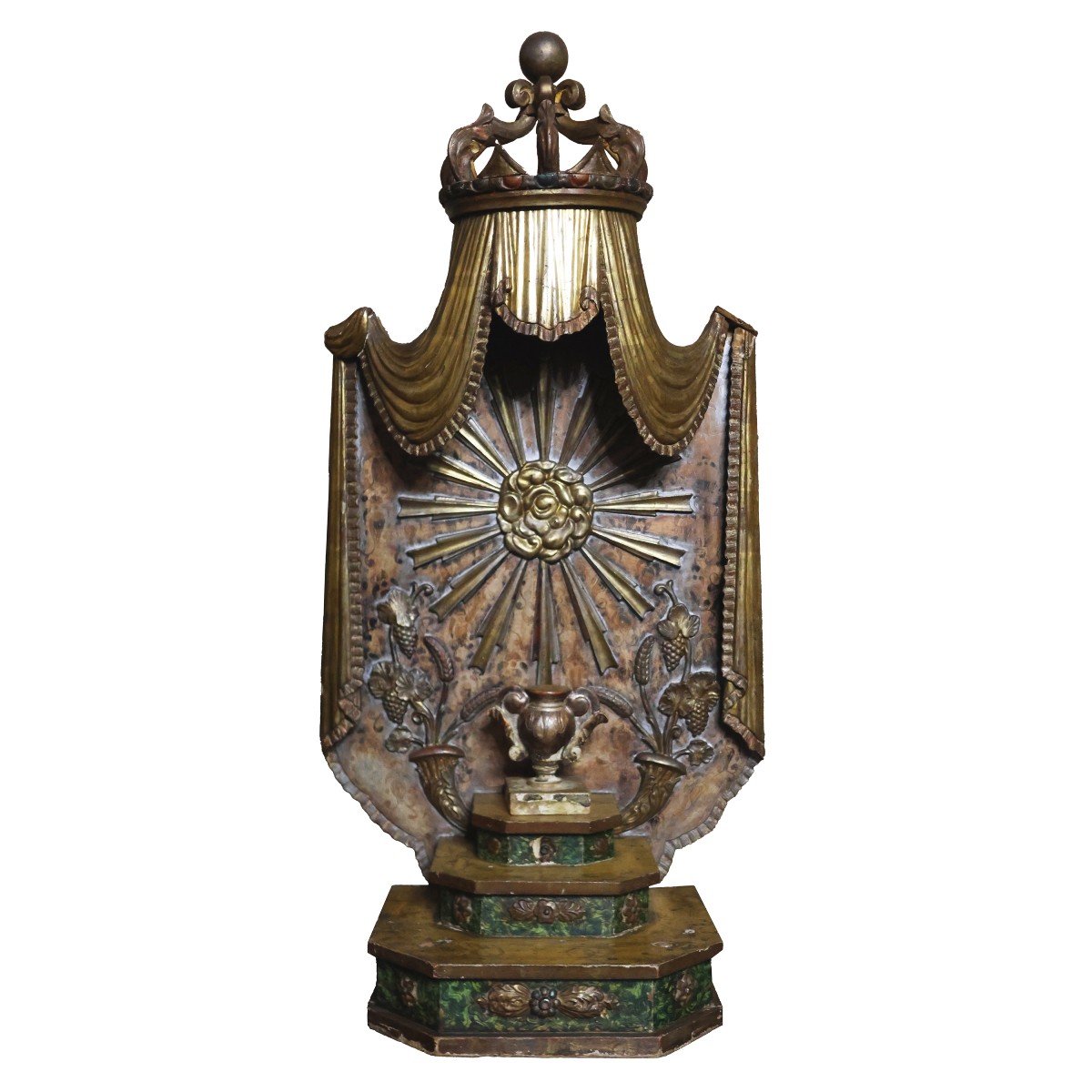 Ostensoir d’autel en bois peint, laqué et doré, Italie, XVIIIe siècle