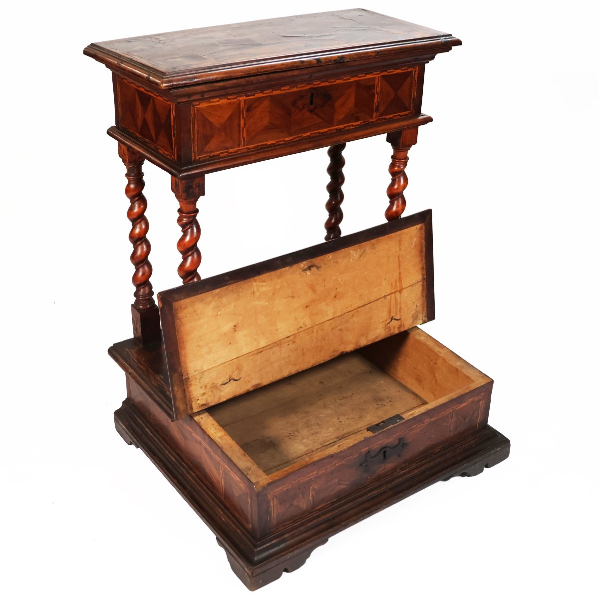 Prie-Dieu plaqué et marqueté en diverses essences, Italie, XVIIIᵉ siècle-photo-4