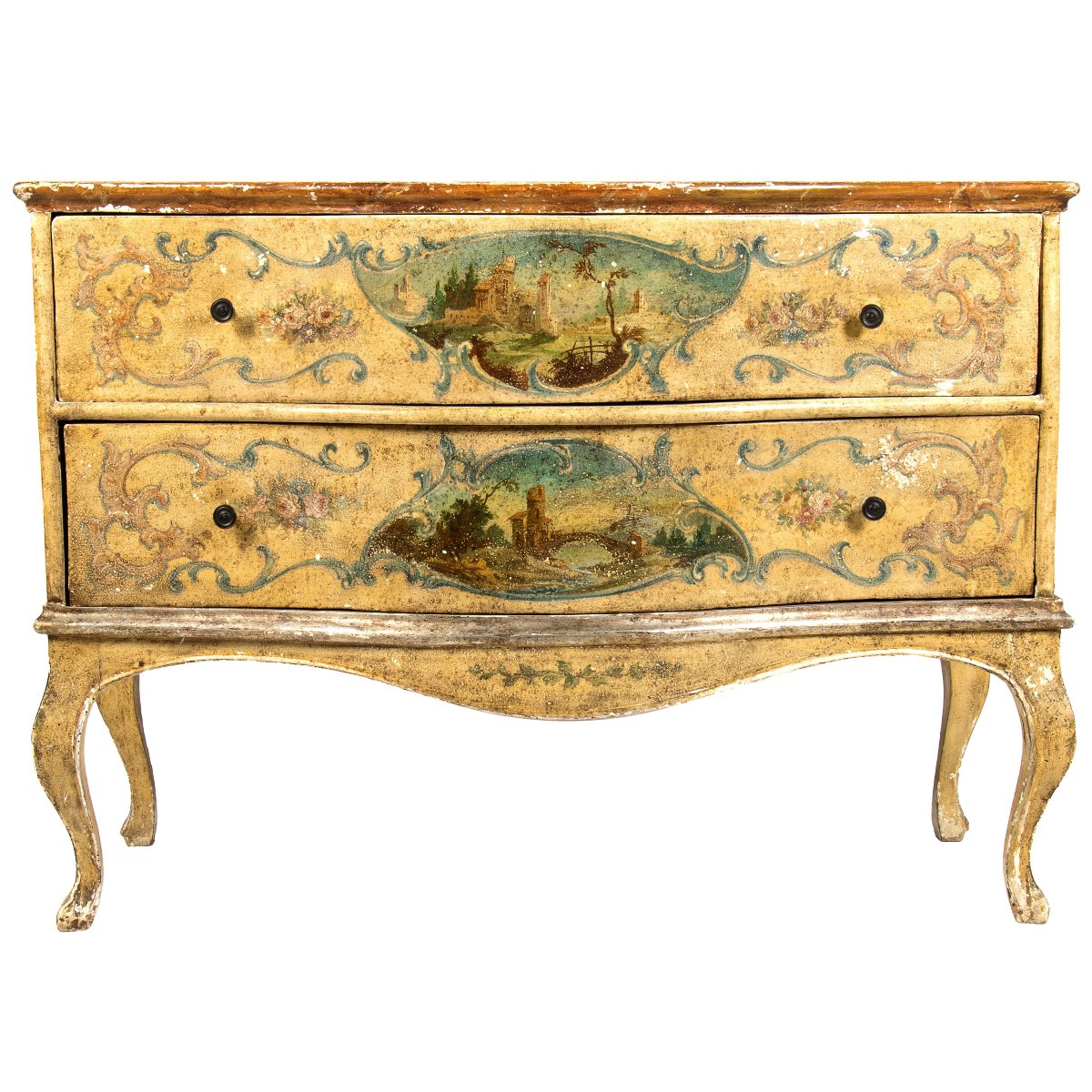 Commode en bois laqué et peint en polychromie de l’Italie centrale, Marches, XVIIIᵉ siècle-photo-3