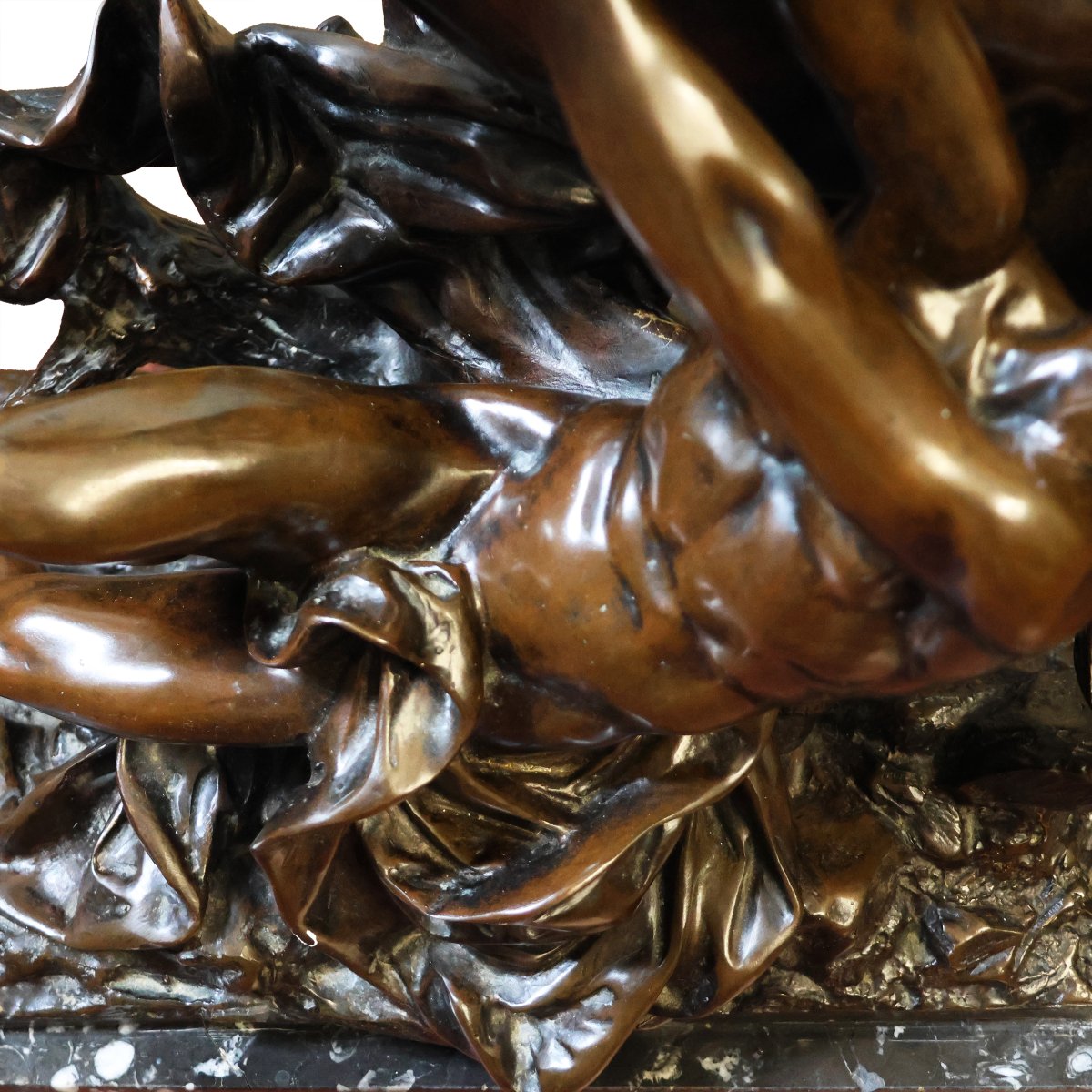 Philippe Poitevin; 1831–1907; Cheval emballé avec son dompteur; bronze patiné brun-photo-4