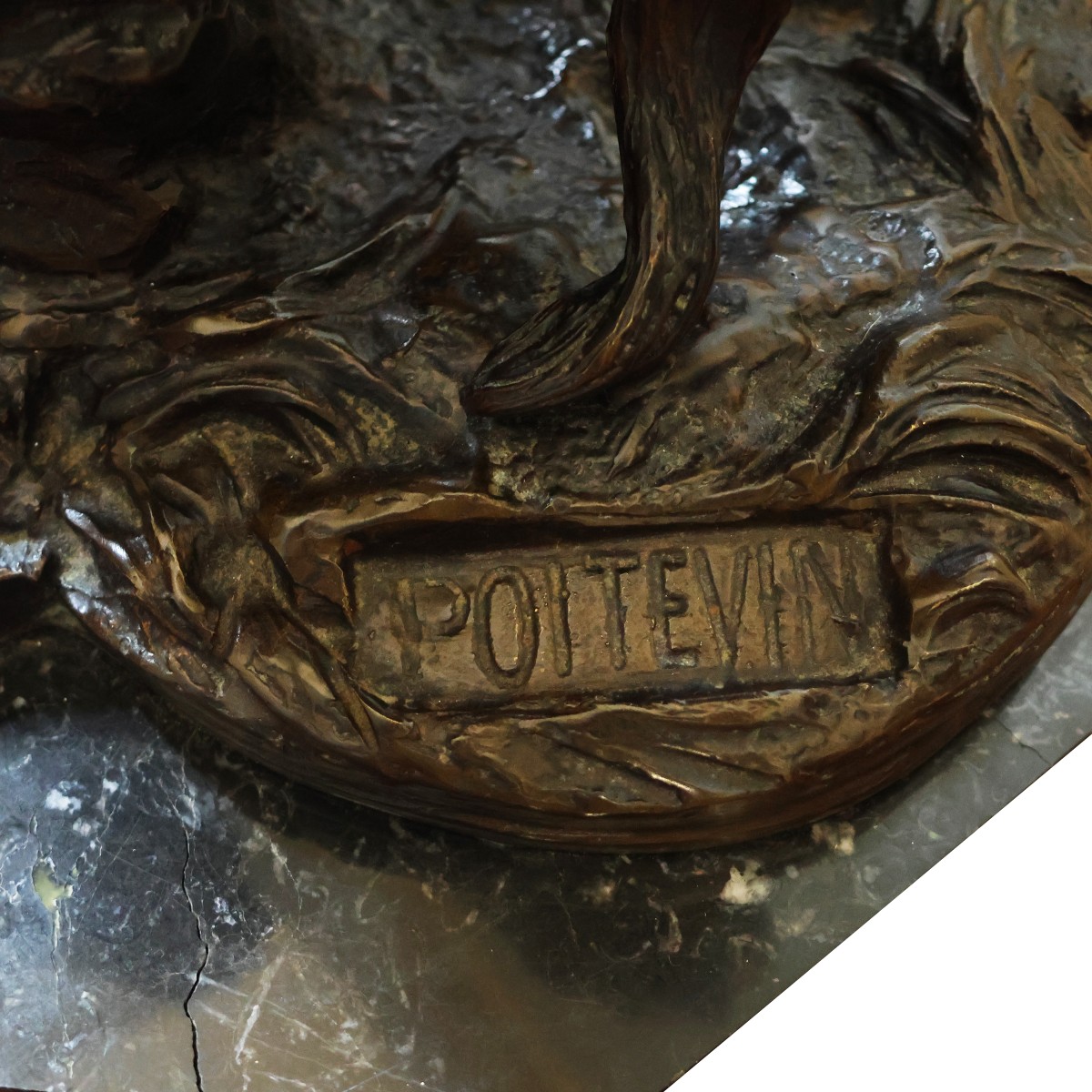 Philippe Poitevin; 1831–1907; Cheval emballé avec son dompteur; bronze patiné brun-photo-1