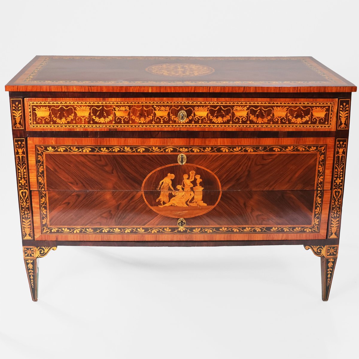 Commode plaquée et finement marquetée en divers bois, Lombardie, fin XVIIIᵉ siècle-photo-3