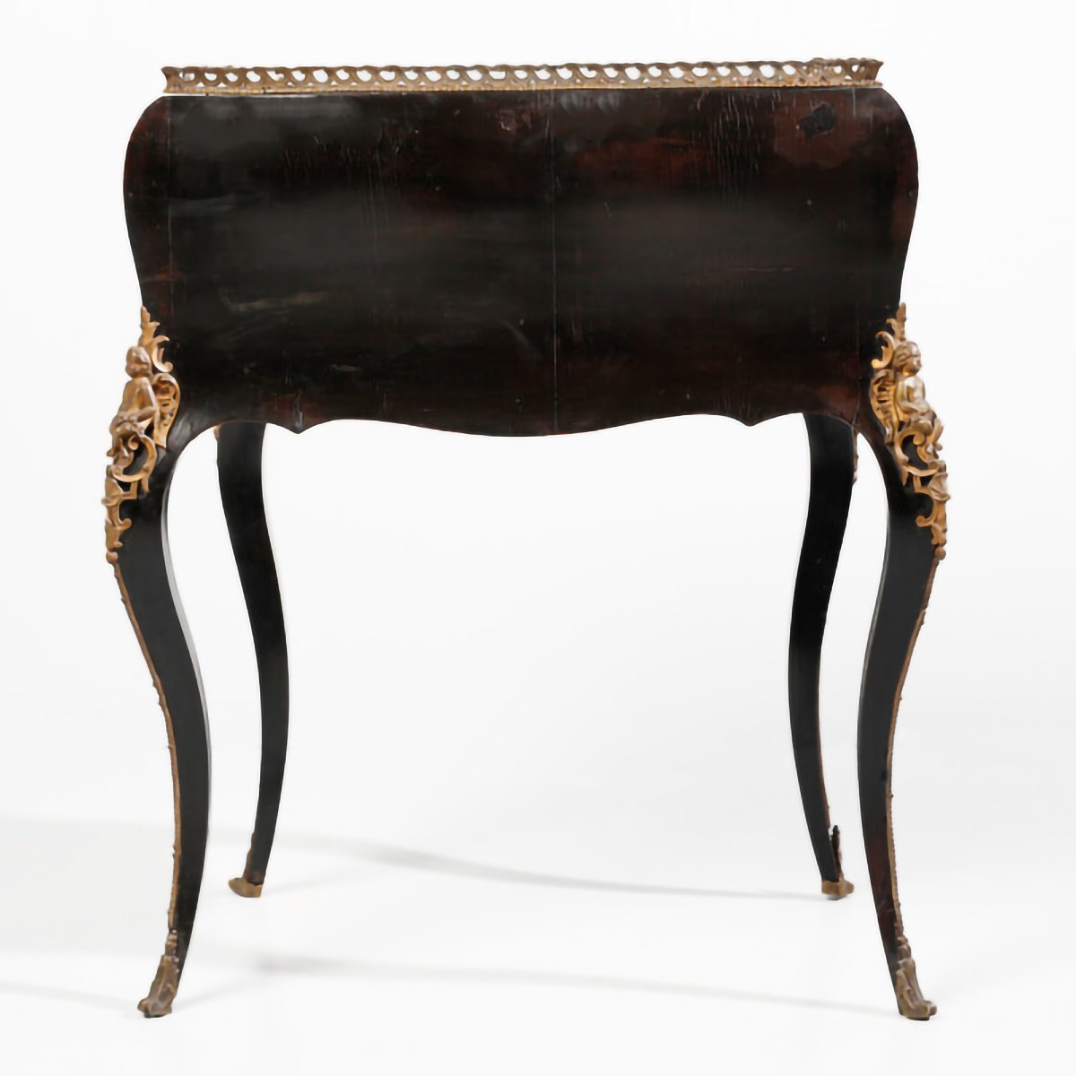 A French Ebonized Wood Drop-front Desk, Inlaid With Gilt Copper And Mother-of-pearl, 19th Cen.-photo-3