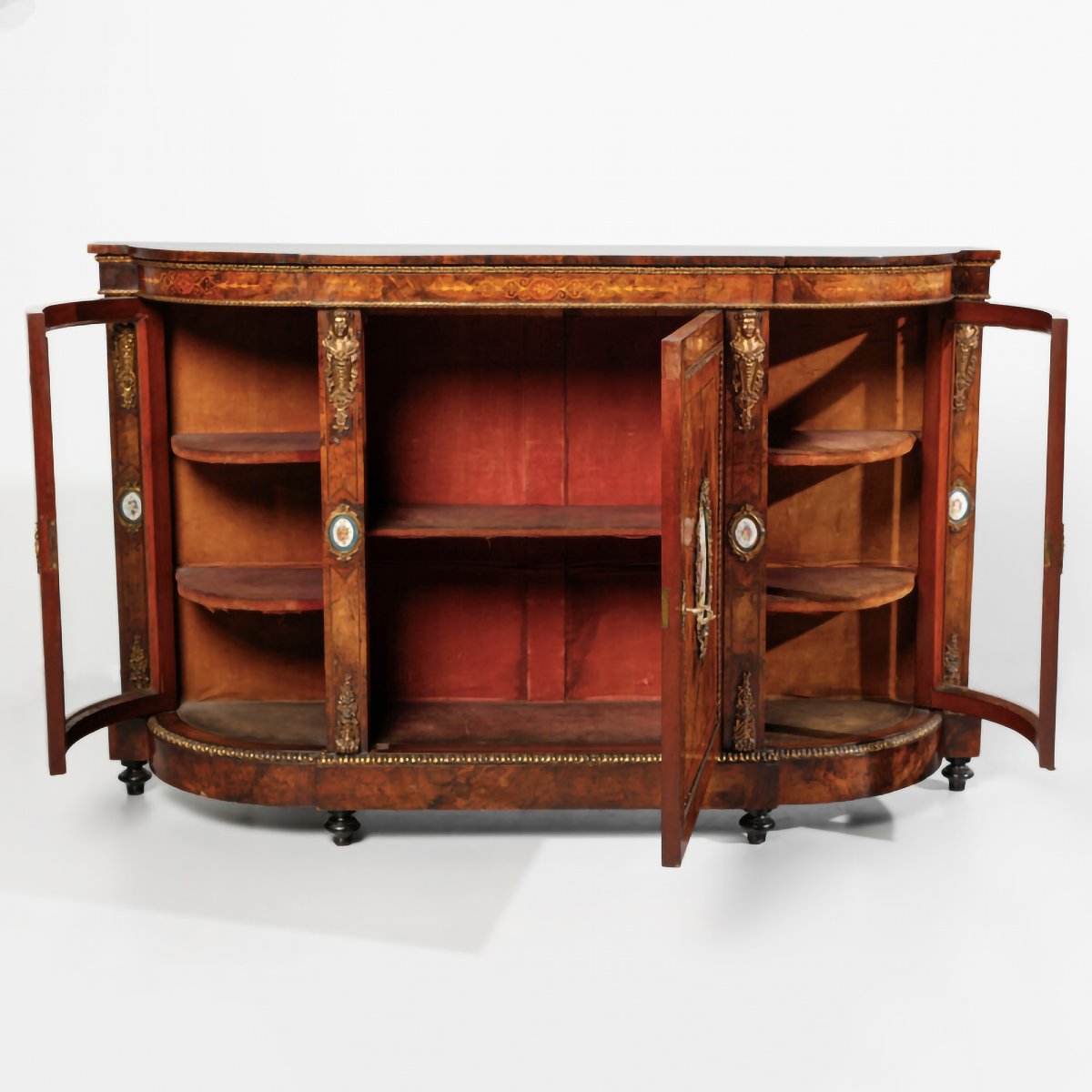 Servante en ronce avec plaques en porcelaine, Angleterre, fin XIXᵉ siècle-photo-3