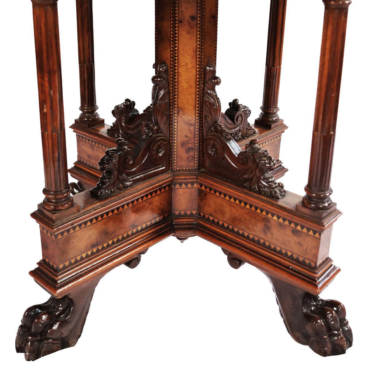 An Italian Elm Burl Table, Inlaid With Ebony And Fine Woods. Tuscany, Second Half 19th Century-photo-3