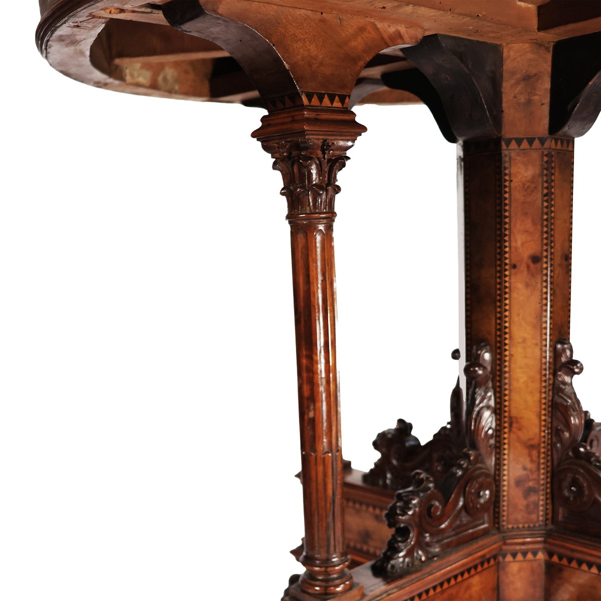 An Italian Elm Burl Table, Inlaid With Ebony And Fine Woods. Tuscany, Second Half 19th Century-photo-4