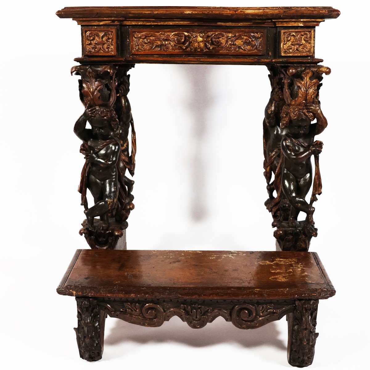 An Italian Carved, Sculpted And Gilded Wood Kneeled, Italy,17th-18th Century-photo-2
