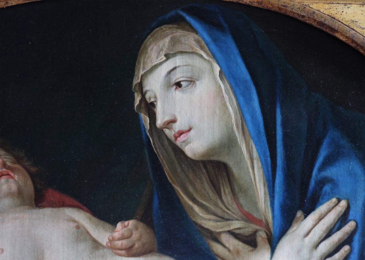 Elisabetta Sirani attr.; Vierge à l’Enfant endormi, huile sur toile-photo-1