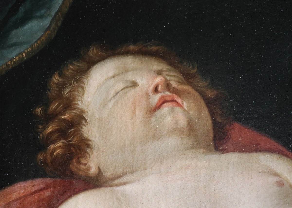 Elisabetta Sirani attr.; Vierge à l’Enfant endormi, huile sur toile-photo-2