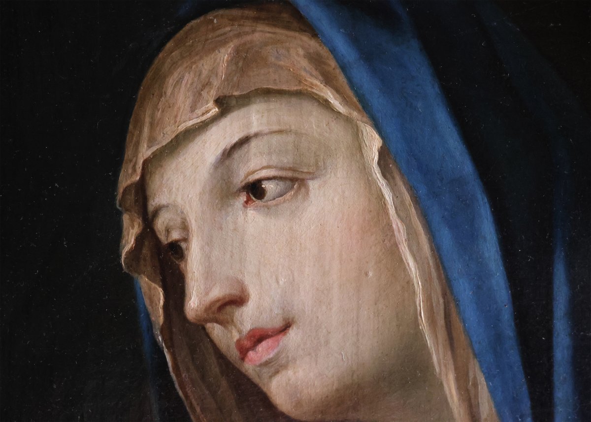 Elisabetta Sirani attr.; Vierge à l’Enfant endormi, huile sur toile-photo-3