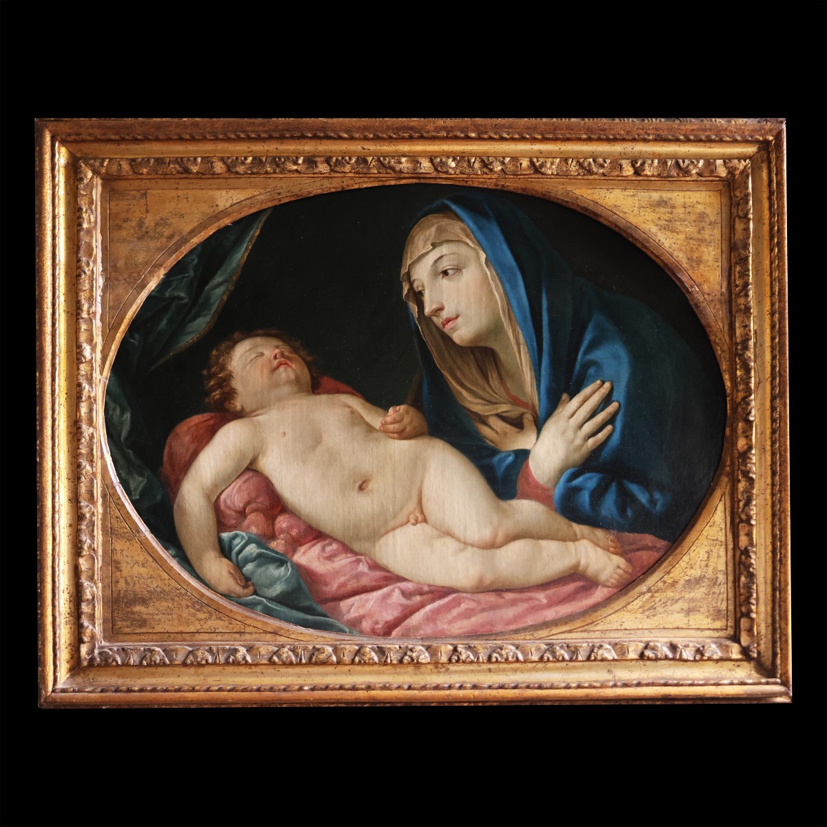 Elisabetta Sirani attr.; Vierge à l’Enfant endormi, huile sur toile