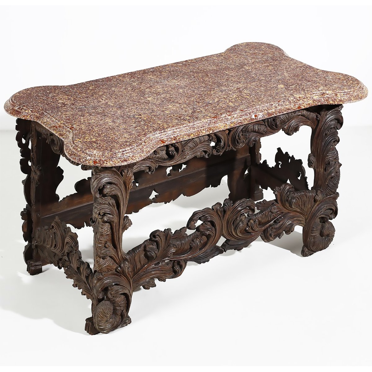 An Italian Carved Wood Table And Spanish Broccatelle Marble, 17th-18th Century-photo-3
