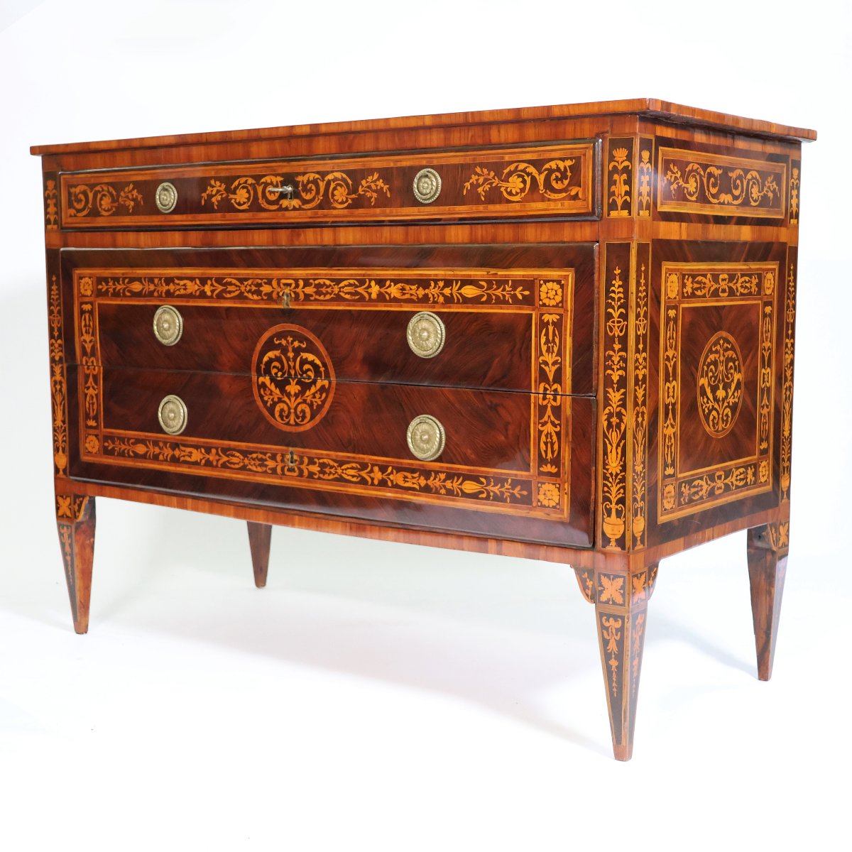 A North Italian Chest Of Drawers Veneered In Rosewood With Inlays, Lombardy, Late 18th Century-photo-2