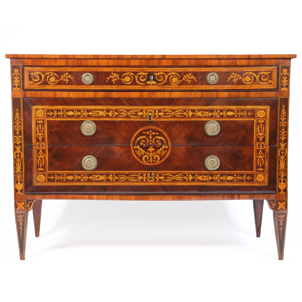A North Italian Chest Of Drawers Veneered In Rosewood With Inlays, Lombardy, Late 18th Century