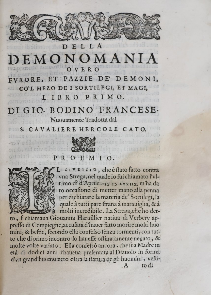 Bodin Jean. Demonomania De Gli Stregoni.. Di Gio. Bodino Francese.. In Venetia. Aldo. 1592-photo-3