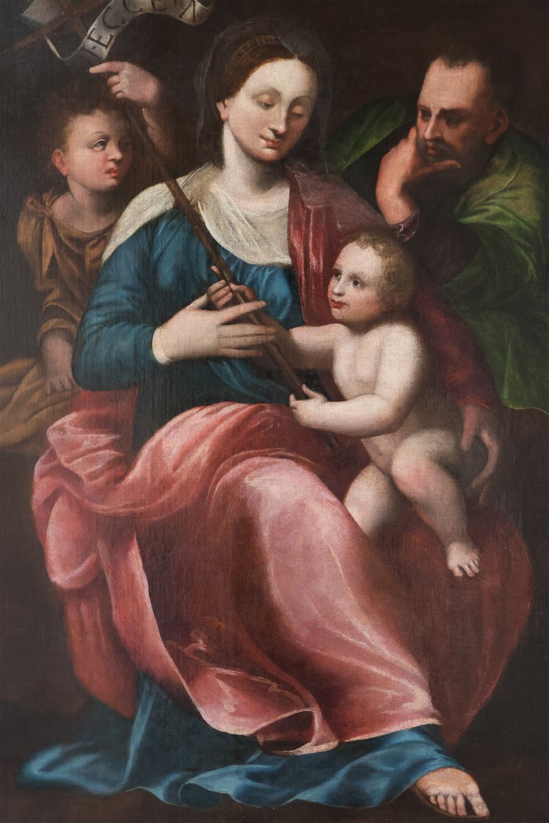 Madonna And Child With The Young St. John And St. Joseph, Northern Italy, 16th Century-photo-3