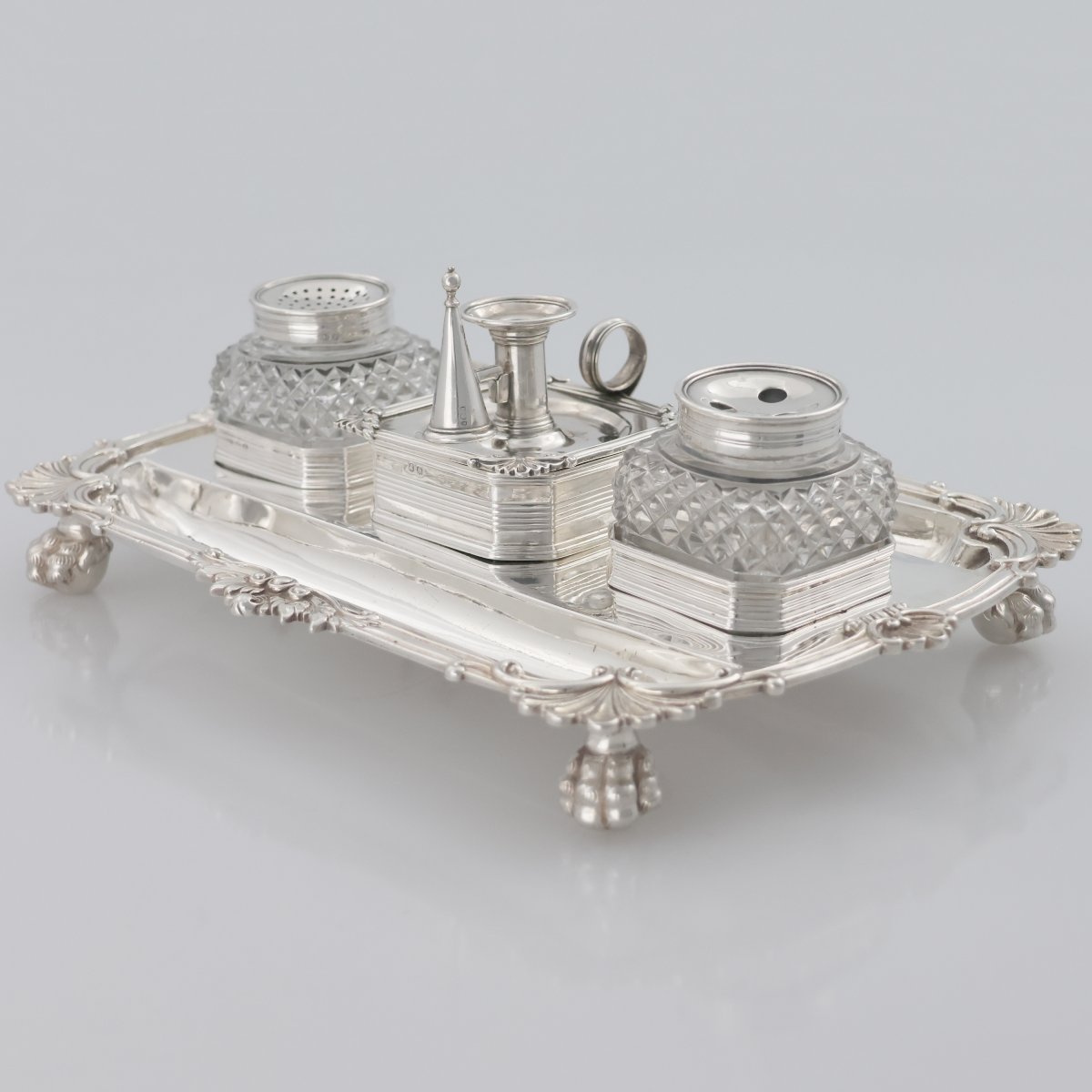 Encrier en argent sterling George III, John Cramer, Londres, 1812-photo-4