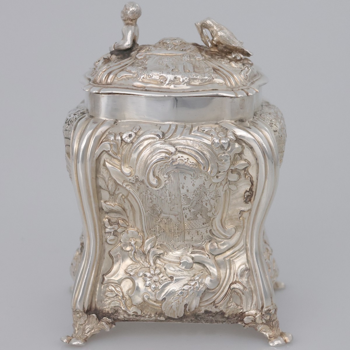 A Sterling Silver Mounted George II Shagreen Tea Caddy, London, 1754-photo-4