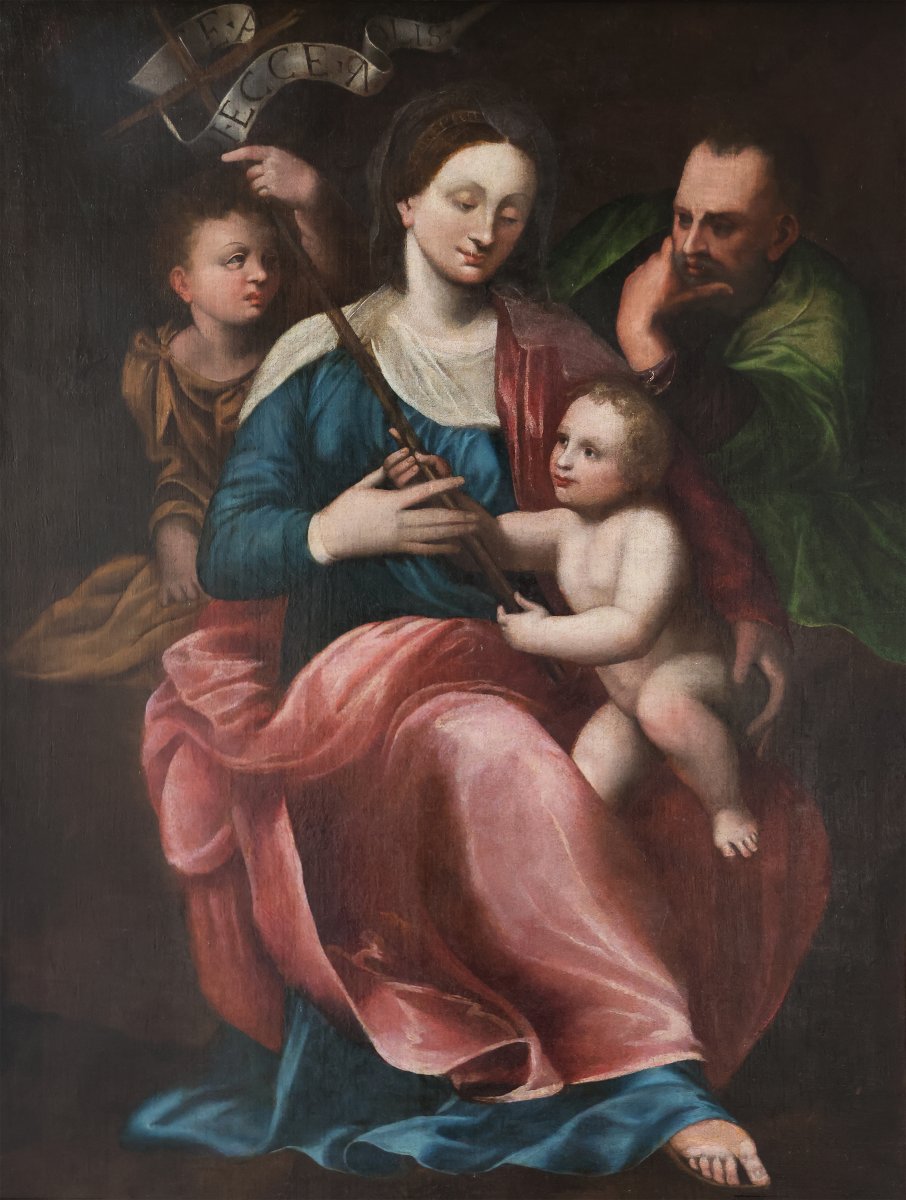 Madonna And Child With The Young St. John And St. Joseph, Northern Italy, 16th Century-photo-2