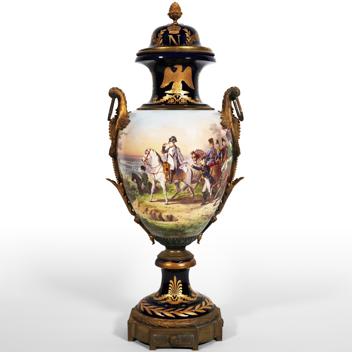Grand vase français de Napoléon, signé H. Desprez, Sèvres, fin du XIXᵉ siècle