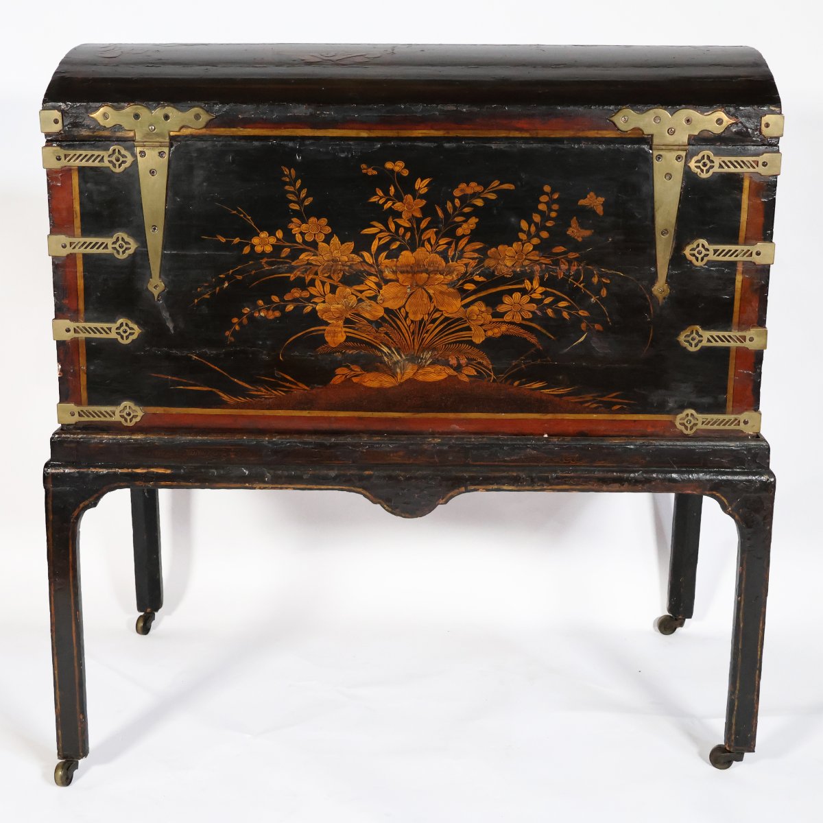 An English Lacquered Wood Chest, Decorated With Chinoiseies Scenes, 18th-19th Century-photo-2