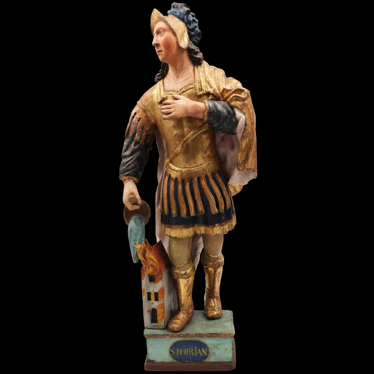 Saint Florian, bois de peuplier polychrome, Europe centrale, XVIIIᵉ siècle-photo-2