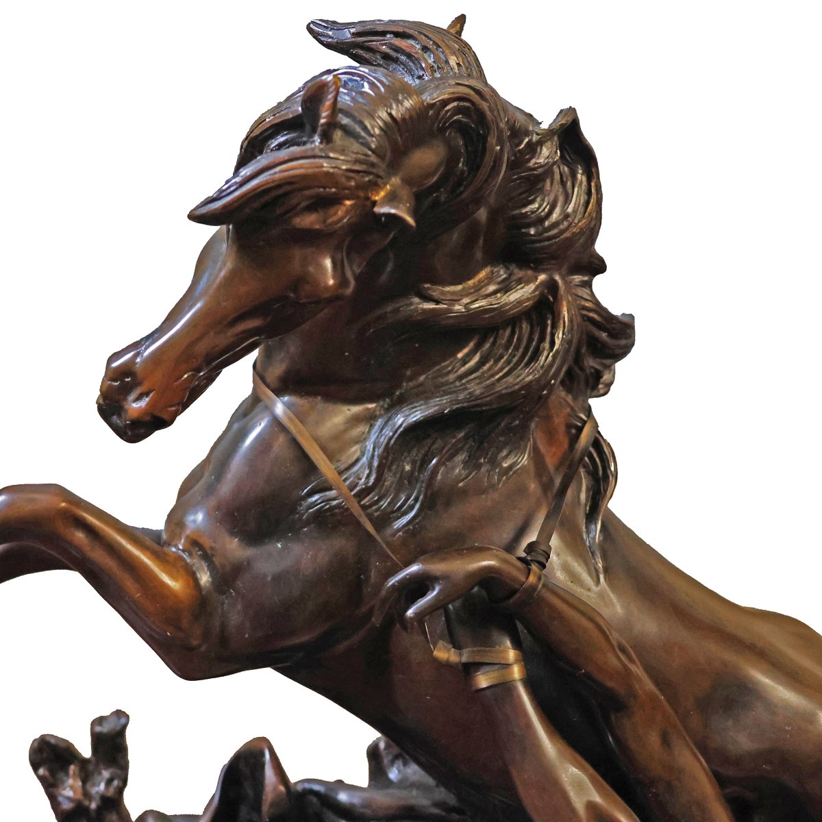 Philippe Poitevin; 1831 - 1907; Cavallo Imbizzarrito Con Domatore; Bronzo Brunito-photo-3