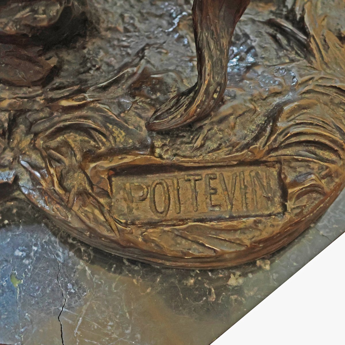 Philippe Poitevin; 1831 - 1907; Cavallo Imbizzarrito Con Domatore; Bronzo Brunito-photo-1
