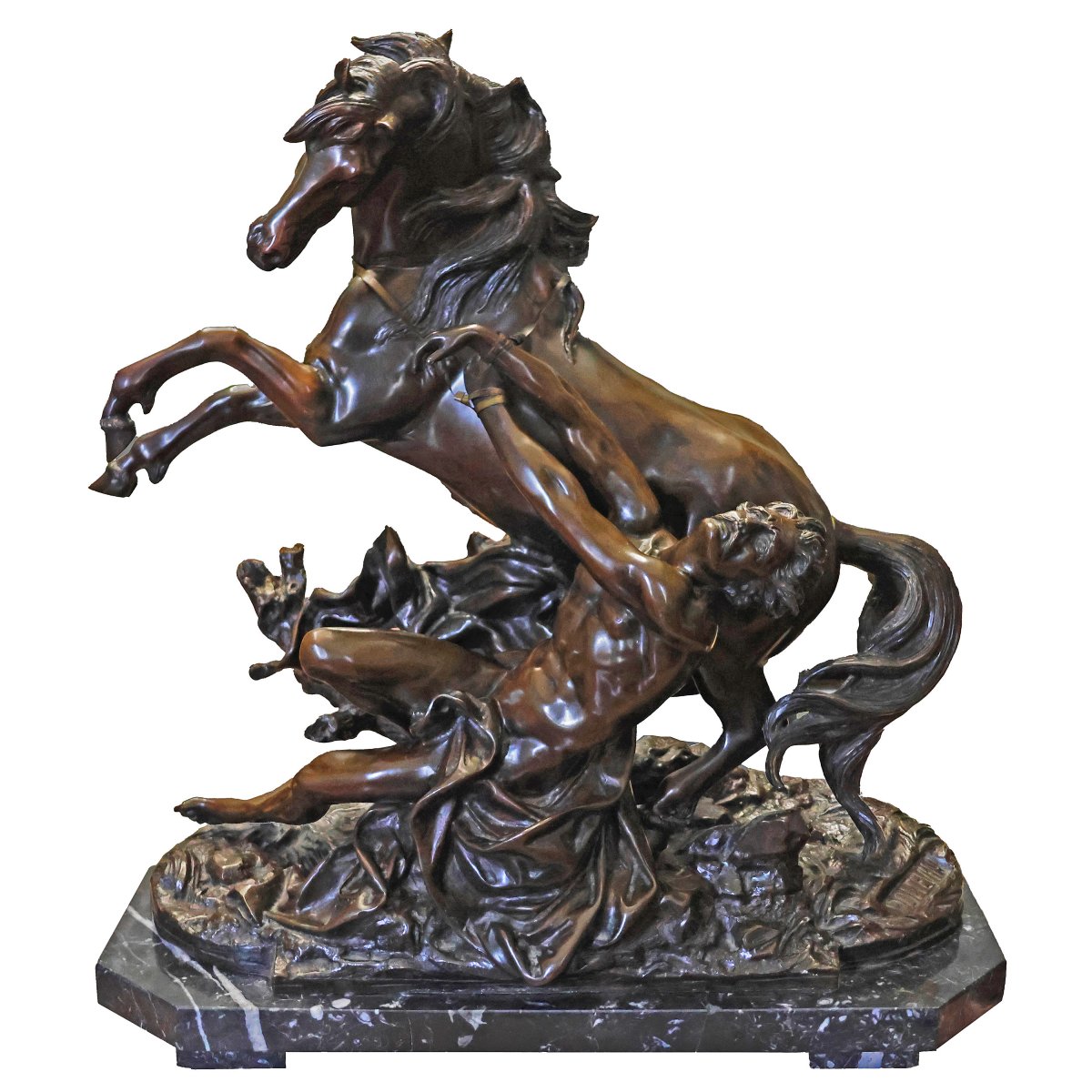 Philippe Poitevin; 1831 - 1907; Cavallo Imbizzarrito Con Domatore; Bronzo Brunito