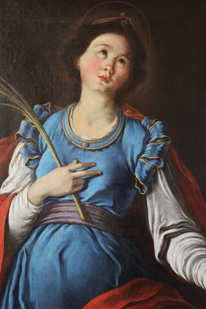 Italian School; Saint Agatha, Late 17th Early 18th Century, Oil On Canvas-photo-3